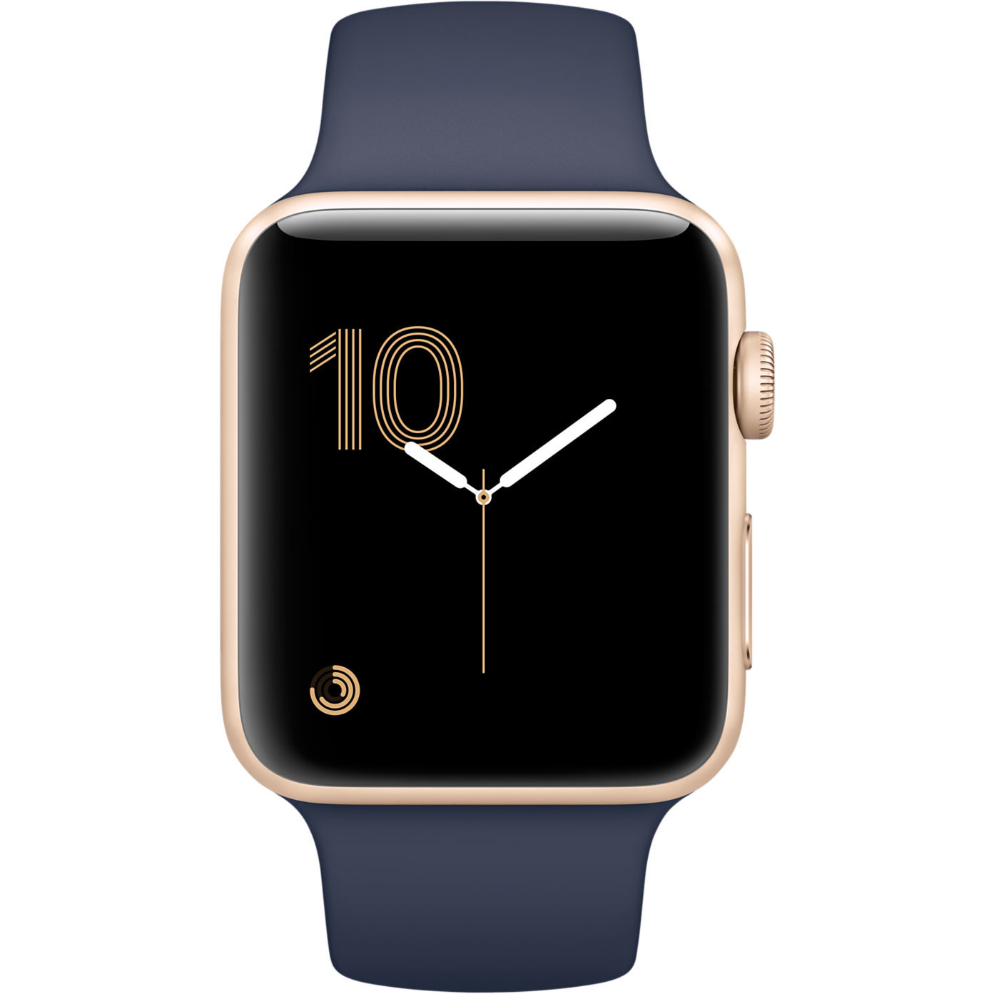 Carcasă din aluminiu auriu Apple Watch Series 2 de 42 mm cu bandă sport albastră